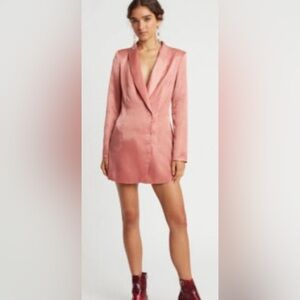 NEW Choosy Size 16 Sunset Vibes Pink Satin Double Breasted Coat Dress